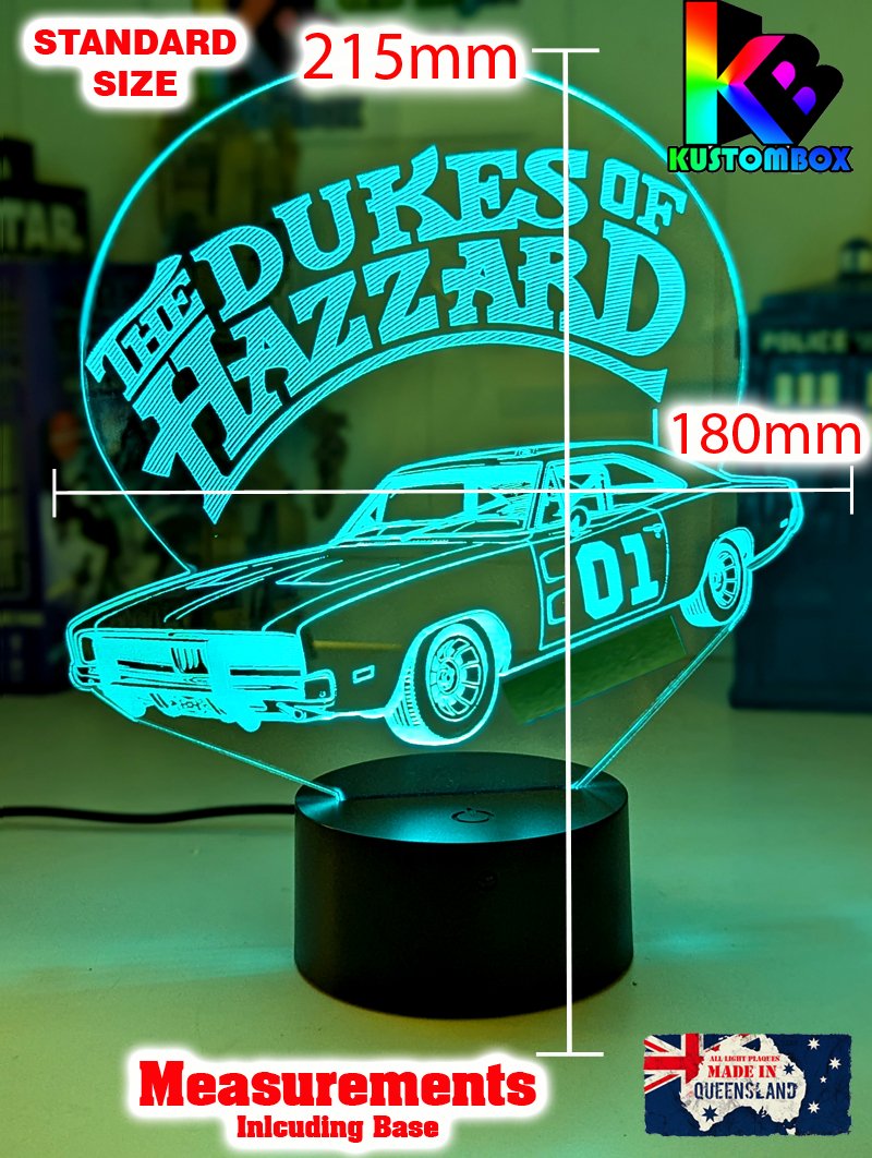 Dukes of Hazzard The General Lee 3D LED Night Light Lamp - KustomboxNight Lights & Ambient LightingKustomboxStandard Size - No Name