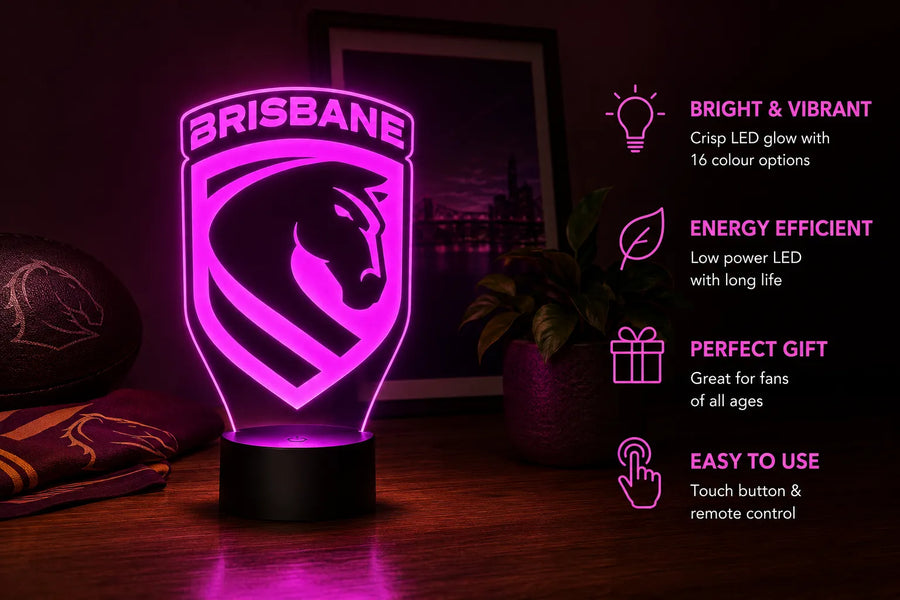 Brisbane Broncos Personalised 3D LED Night Light