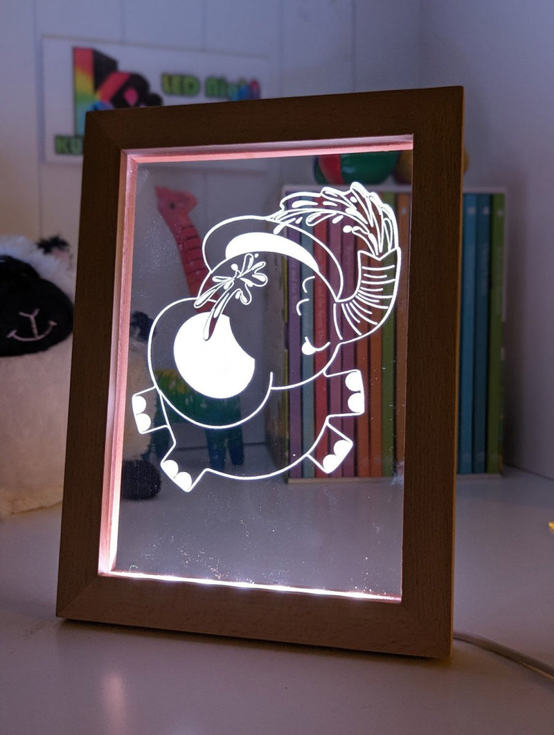Elephant Safari Animal - Personalised Name Timber Frame USB 3D LED Night Light Lamp - KustomboxNight Lights & Ambient LightingKustomboxTimber Frame Light - $34.99