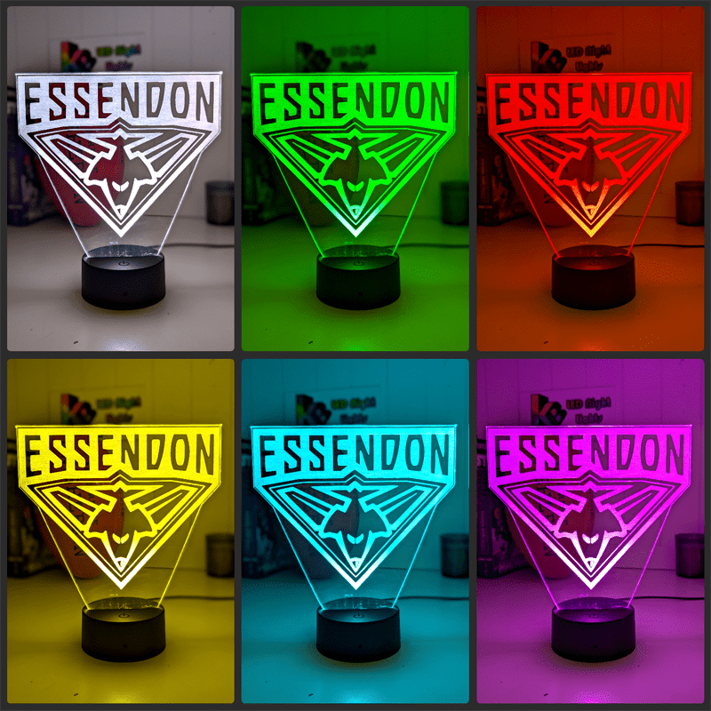 Essendon Bombers 3D LED Night Light Personalised Name Lamp with 16 Colour Remote - KustomboxNight Lights & Ambient LightingKustomboxStandard Size
