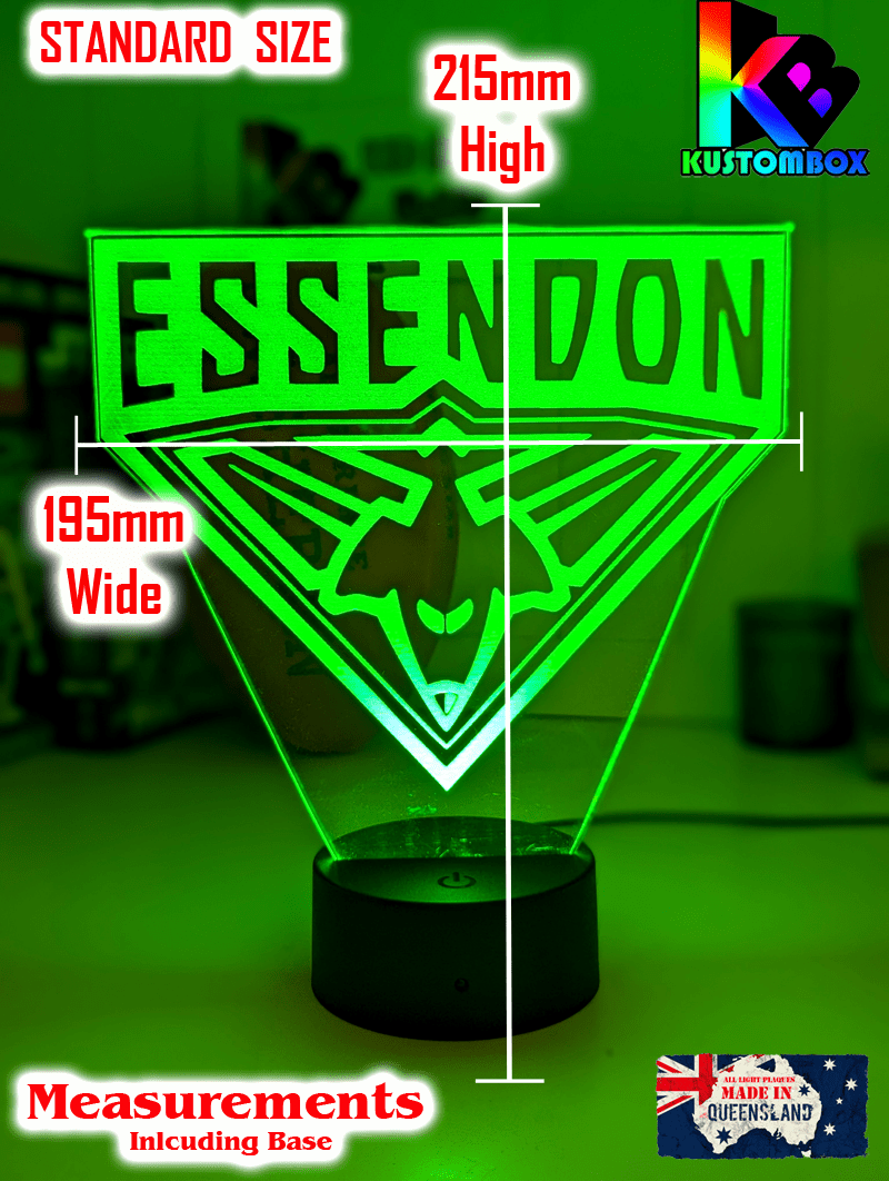 Essendon Bombers 3D LED ball light – AFL team décor for man caves, bars or fan spaces. Measurement standard size 