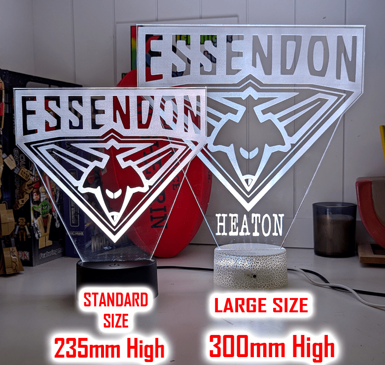 EEssendon Bombers 3D LED light size chart measurement 