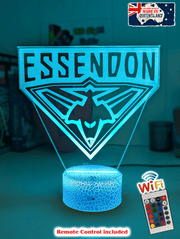 ESSENDON BOMBERS Australian Football Club 3D LED Night Light white crackle base 