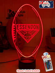 Essendon Bombers ball shaped LED lamp with 16-colour light modes and remote.