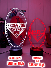 Essendon Bombers Australian Football Club 3D LED Night Light size chart