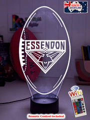 Essendon Bombers 3D LED light glowing in red, blue, green, yellow, purple, white and more.