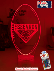 Essendon Bombers Australian Football Club 3D LED Night Light white crackle base 
