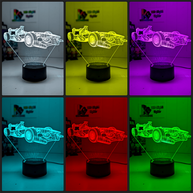 F1 Formula One Racing Car Side view 3D LED Night Light Lamp - KustomboxNight Lights & Ambient LightingKustomboxStandard Size - No Name