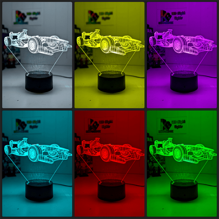 F1 Formula One Racing Car Side view 3D LED Night Light Lamp - KustomboxNight Lights & Ambient LightingKustomboxStandard Size - No Name