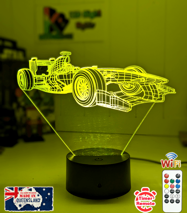 F1 Formula One Racing Car Side view 3D LED Night Light Lamp - KustomboxNight Lights & Ambient LightingKustomboxStandard Size - No Name