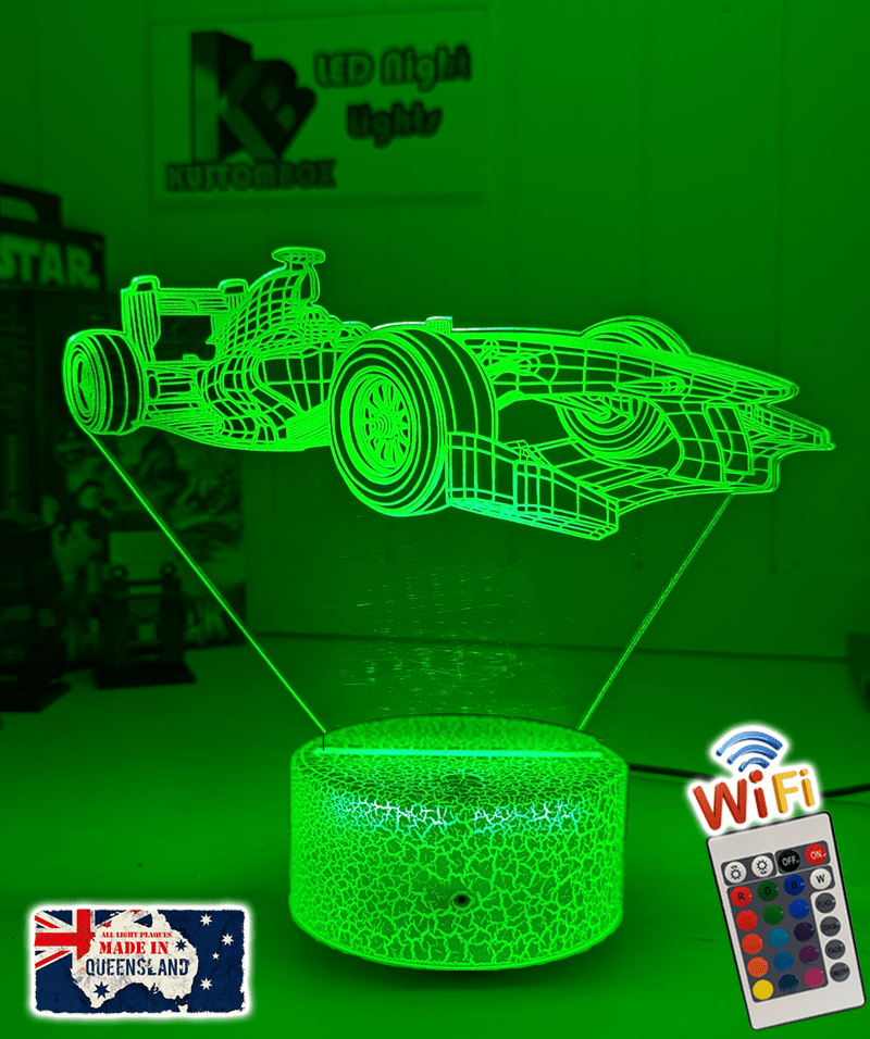 F1 Formula One Racing Car Side view 3D LED Night Light Lamp - KustomboxNight Lights & Ambient LightingKustomboxStandard Size - No Name