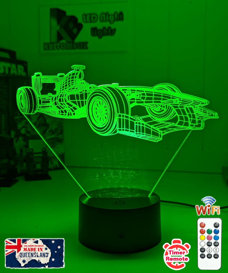F1 Formula One Racing Car Side view 3D LED Night Light Lamp - KustomboxNight Lights & Ambient LightingKustomboxStandard Size - No Name