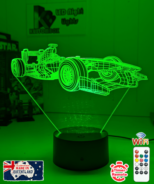 F1 Formula One Racing Car Side view 3D LED Night Light Lamp - KustomboxNight Lights & Ambient LightingKustomboxStandard Size - No Name