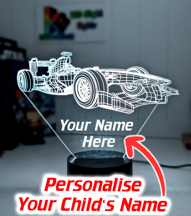 F1 Formula One Racing Car Side view 3D LED Night Light Lamp - KustomboxNight Lights & Ambient LightingKustomboxStandard Size - No Name