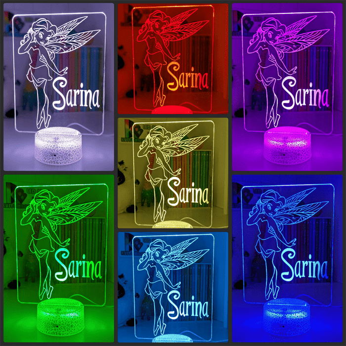 Fairy Princess Personalised Name 3D LED Night Light Childrens Lamp - KustomboxNight Lights & Ambient LightingKustomboxStandard Size
