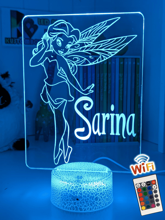 Fairy Princess Personalised Name 3D LED Night Light Childrens Lamp - KustomboxNight Lights & Ambient LightingKustomboxStandard Size