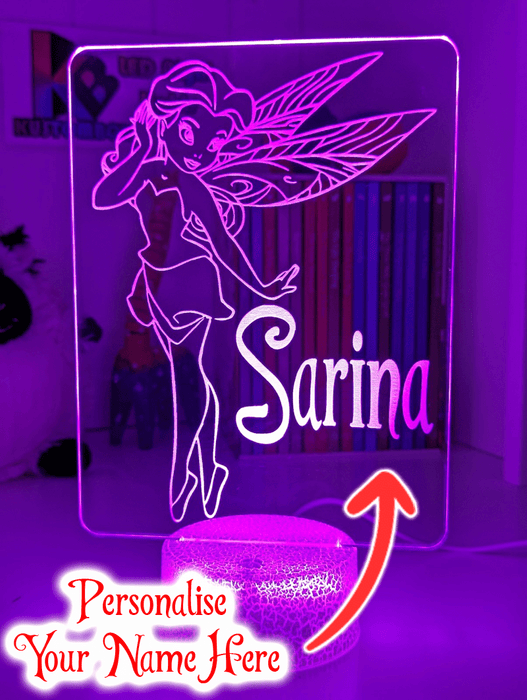 Fairy Princess Personalised Name 3D LED Night Light Childrens Lamp - KustomboxNight Lights & Ambient LightingKustomboxStandard Size