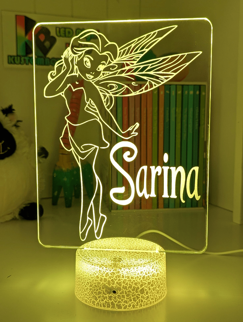 Fairy Princess Personalised Name 3D LED Night Light Childrens Lamp - KustomboxNight Lights & Ambient LightingKustomboxStandard Size