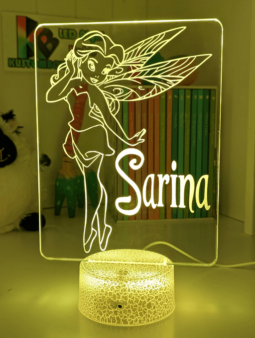 Fairy Princess Personalised Name 3D LED Night Light Childrens Lamp - KustomboxNight Lights & Ambient LightingKustomboxStandard Size