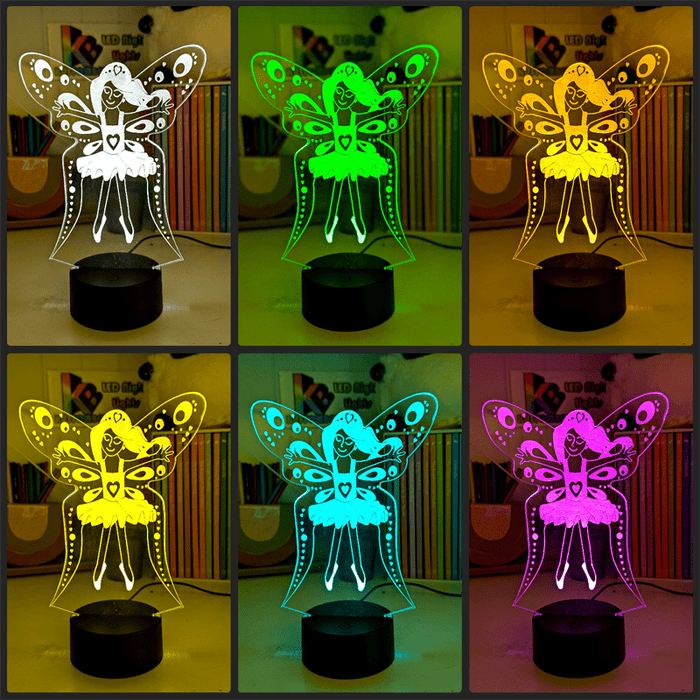 Fairy Princess Personalised Name 3D LED Night Light Lamp - KustomboxNight Lights & Ambient LightingKustomboxStandard