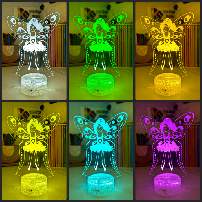 Fairy Princess Personalised Name 3D LED Night Light Lamp - KustomboxNight Lights & Ambient LightingKustomboxStandard