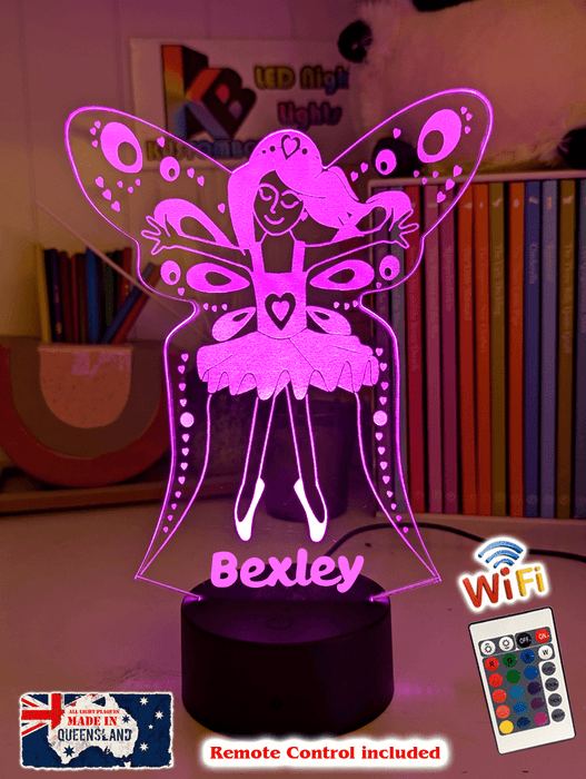 Fairy Princess Personalised Name 3D LED Night Light Lamp - KustomboxNight Lights & Ambient LightingKustomboxStandard