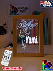 Fairy Princess Personalised Name Timber Frame base USB 3D LED Night Light + Remote - KustomboxNight Lights & Ambient LightingKustomboxTimber Frame Light