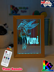 Fairy Princess Personalised Name Timber Frame base USB 3D LED Night Light + Remote - KustomboxNight Lights & Ambient LightingKustomboxTimber Frame Light