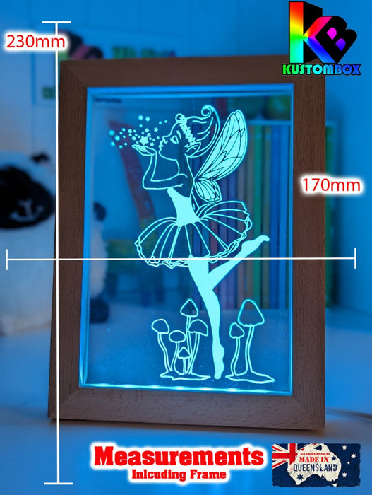 Fairy Princess - Personalised Name Timber Frame USB 3D LED Night Light Lamp - KustomboxNight Lights & Ambient LightingKustomboxTimber Frame Light - $34.99