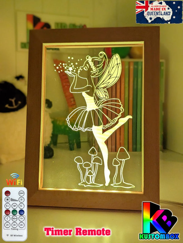 Fairy Princess - Personalised Name Timber Frame USB 3D LED Night Light Lamp - KustomboxNight Lights & Ambient LightingKustomboxTimber Frame Light - $34.99