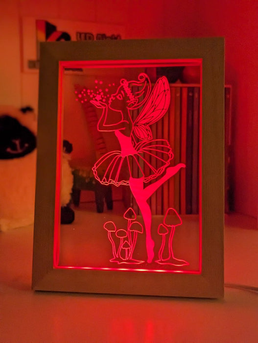 Fairy Princess - Personalised Name Timber Frame USB 3D LED Night Light Lamp - KustomboxNight Lights & Ambient LightingKustomboxTimber Frame Light - $34.99