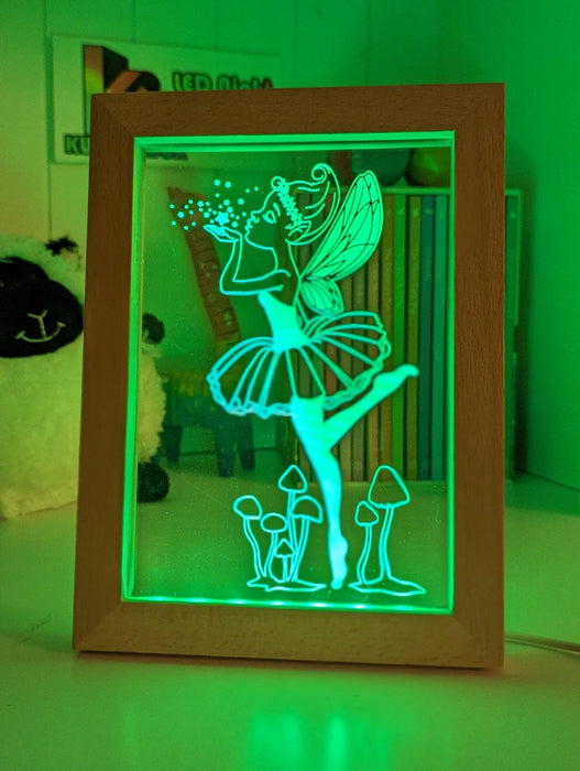 Fairy Princess - Personalised Name Timber Frame USB 3D LED Night Light Lamp - KustomboxNight Lights & Ambient LightingKustomboxTimber Frame Light - $34.99