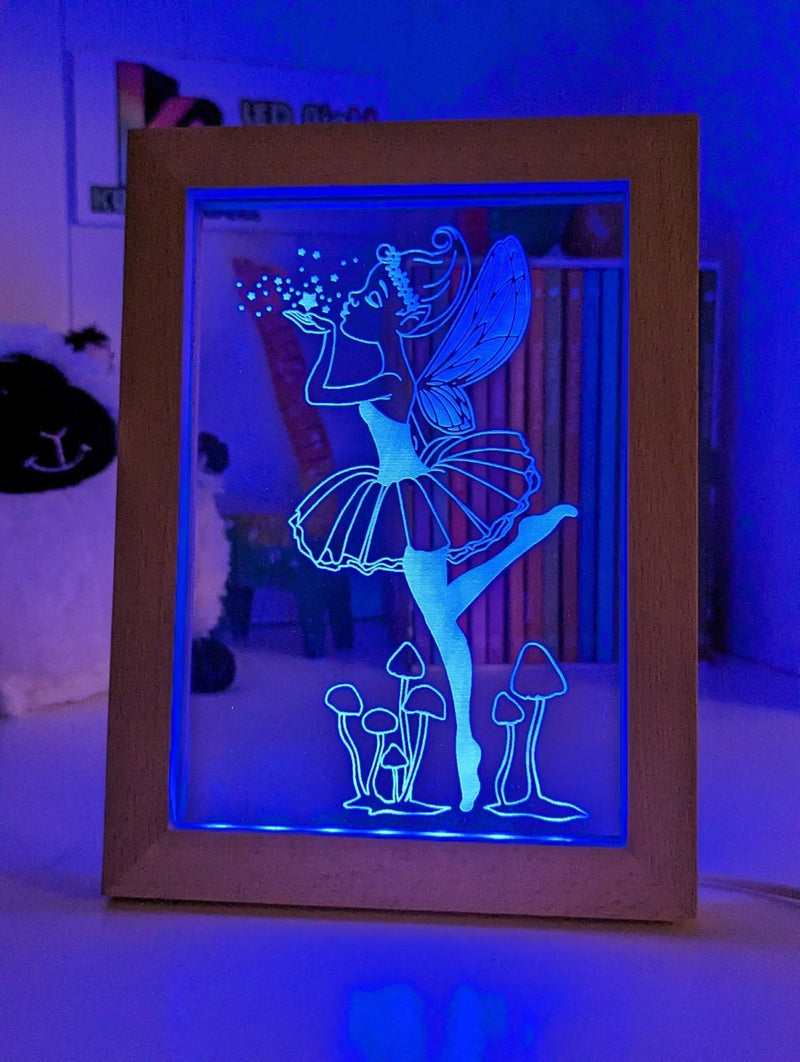 Fairy Princess - Personalised Name Timber Frame USB 3D LED Night Light Lamp - KustomboxNight Lights & Ambient LightingKustomboxTimber Frame Light - $34.99