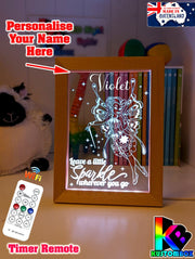 Fairy Princess Sparkles Personalised Name Timber Frame base USB 3D LED Night Light + Remote - KustomboxNight Lights & Ambient LightingKustomboxTimber Frame Light