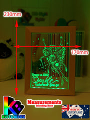 Fairy Princess Sparkles Personalised Name Timber Frame base USB 3D LED Night Light + Remote - KustomboxNight Lights & Ambient LightingKustomboxTimber Frame Light