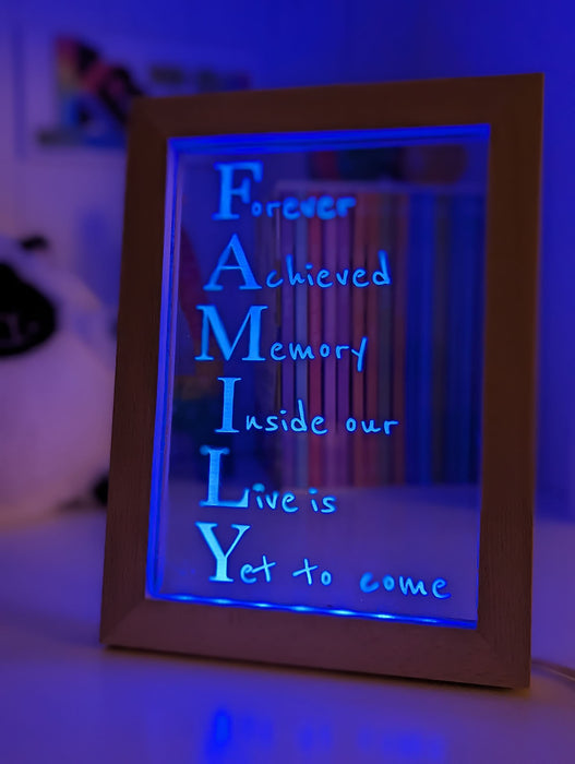 Family Forever Quote Timber Frame USB 3D LED Night Light
