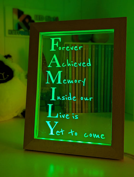 Family Forever Quote Timber Frame USB 3D LED Night Light
