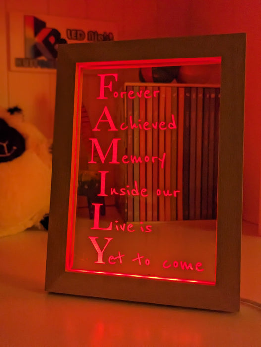 Family Forever Quote Timber Frame USB 3D LED Night Light