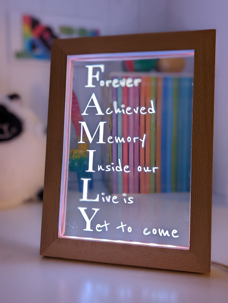 Family Forever Quote Timber Frame USB 3D LED Night Light