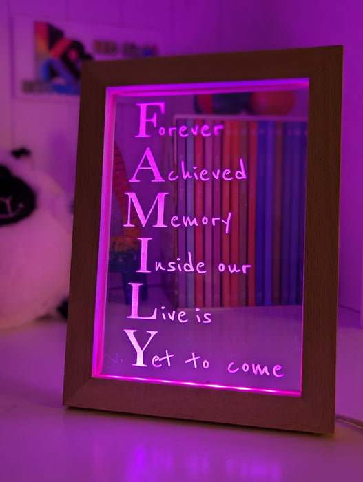 Family Forever Quote Timber Frame USB 3D LED Night Light