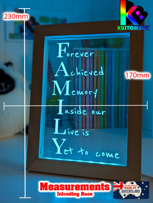 Family Forever Quote Timber Frame USB 3D LED Night Light
