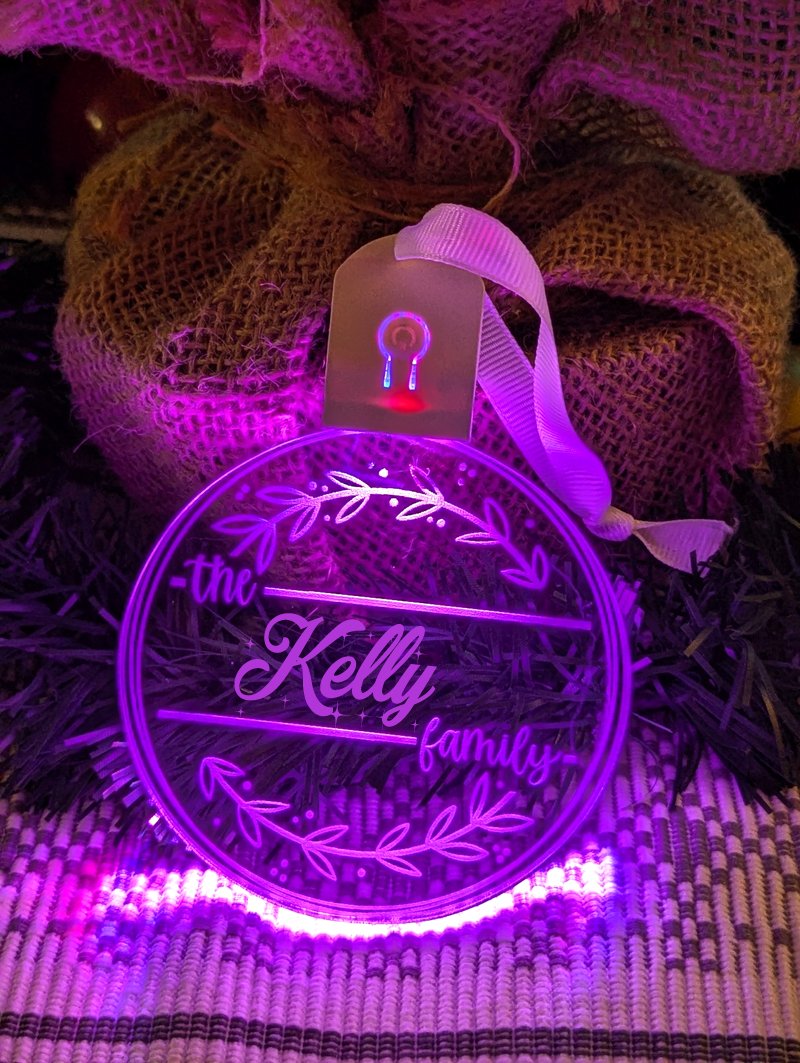 Family Name Christmas Branch Personalised Name Bauble Light Decoration - KustomboxNight Lights & Ambient LightingKustomboxBauble - Standard Size