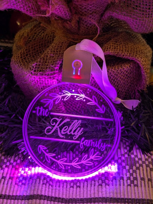 Family Name Christmas Branch Personalised Name Bauble Light Decoration - KustomboxNight Lights & Ambient LightingKustomboxBauble - Standard Size