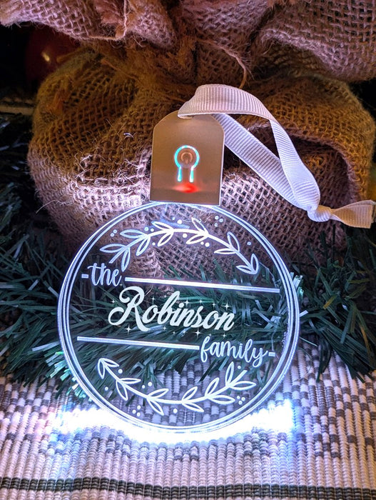 Family Name Christmas Branch Personalised Name Bauble Light Decoration - KustomboxNight Lights & Ambient LightingKustomboxBauble - Standard Size