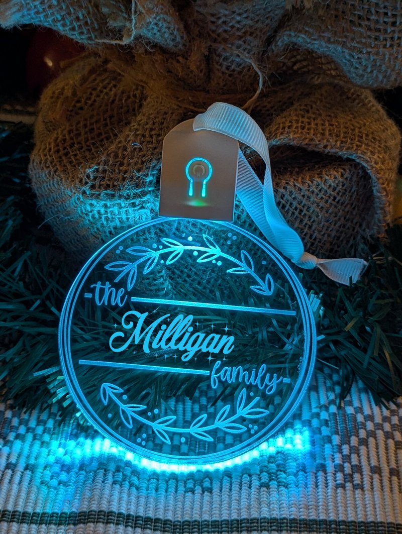 Family Name Christmas Branch Personalised Name Bauble Light Decoration - KustomboxNight Lights & Ambient LightingKustomboxBauble - Standard Size