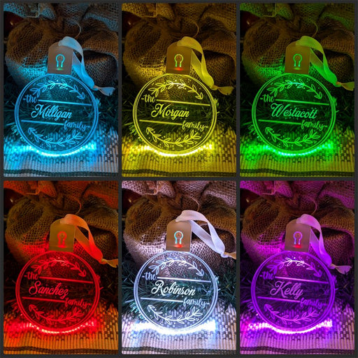 Family Name Christmas Branch Personalised Name Bauble Light Decoration - KustomboxNight Lights & Ambient LightingKustomboxBauble - Standard Size