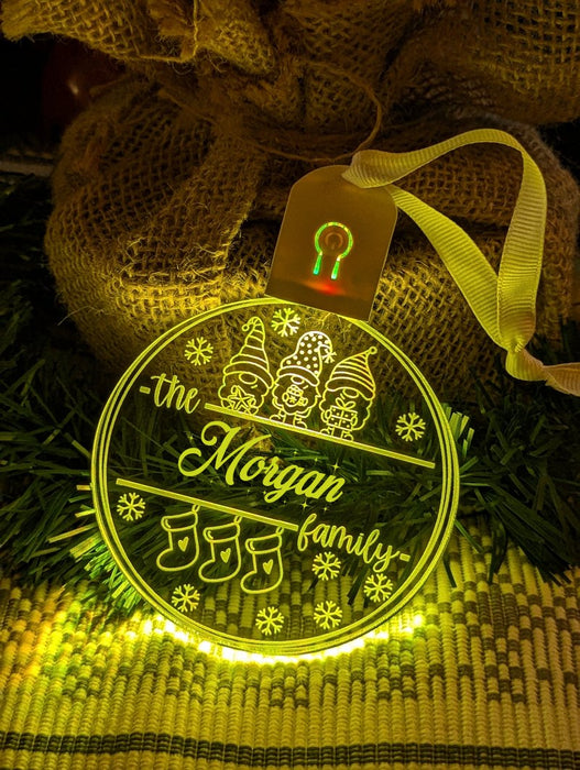 Family Name Christmas Elfs Personalised Name Bauble Light Decoration - KustomboxNight Lights & Ambient LightingKustomboxBauble - Standard Size
