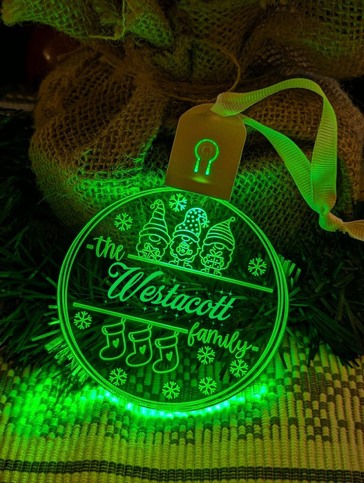 Family Name Christmas Elfs Personalised Name Bauble Light Decoration - KustomboxNight Lights & Ambient LightingKustomboxBauble - Standard Size
