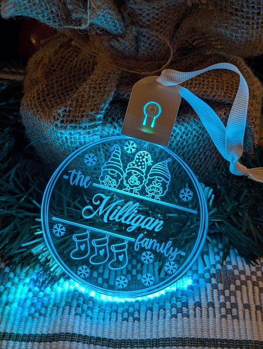 Family Name Christmas Elfs Personalised Name Bauble Light Decoration - KustomboxNight Lights & Ambient LightingKustomboxBauble - Standard Size
