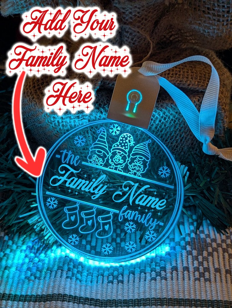 Family Name Christmas Elfs Personalised Name Bauble Light Decoration - KustomboxNight Lights & Ambient LightingKustomboxBauble - Standard Size